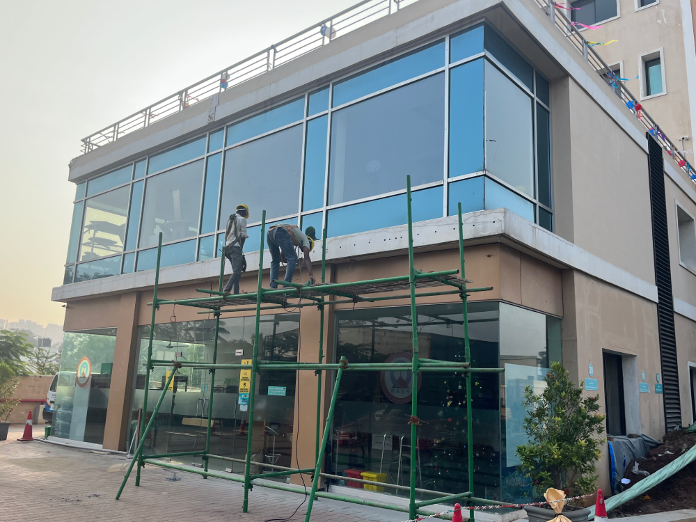 Modern city skyline with architectural structures