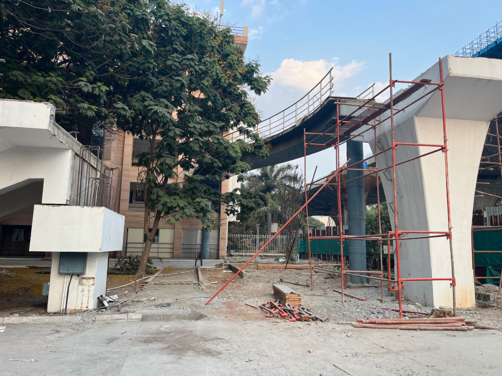 Modern city skyline with architectural structures